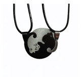 Set De Collares Pareja Bff Acero Inoxidable Gatitos Yin-yang