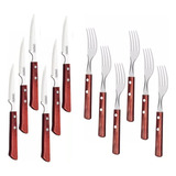 Set Tramontina Polywood  6 Cuchillos Muesca + 6 Tenedores 