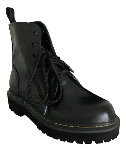 Coturno Vilela Boots Cano Baixo Com Costura Amarela - Preto