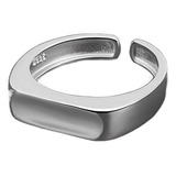 Calidad Anillo Liso Cuadrado Plata Hombre