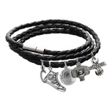 Pulsera Basquetbol Brazalete Basquetbol Dije Balón Canasta Regalo Basquetbolista Brazalete Piel Trenzada Pulsera Moda 