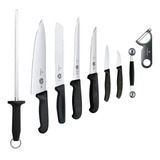 Victorinox Set De Cuchillos Para Chef Con Funda, 9 Piezas Color Negro