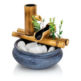 Fonte De Mesa Bambu Agua Cascata Feng Shui Decorativa 18cm