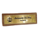 Placa Para Escritorio Base De Madera Abogados Oficinas