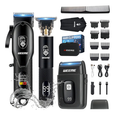 Maquina Para Cabello Profesional 3en1 24 piezas,Cortadoras De Cabello Sin Cable,Cortapelos doméstico recargable por USB,Ajustable Kit De Cortadoras Profesional De Barba Con Maquinilla De Recargable | Envío gratis