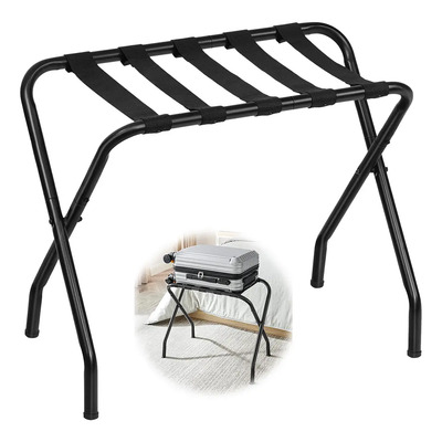 Tijera Porta Equipaje Maletas Estante De Metal Portaequipajes Metálico Plegable Negro Soporta 45kg Para Hotel | Envío gratis