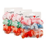 3 X - Colet Coletas Scrunchie Delgada Multicolor -mujer Niña