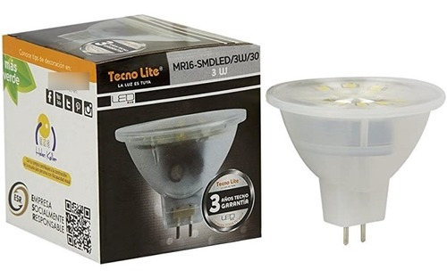 10 Focos Led Tecno Lite Mr16 3w Luz Blanca Mr16-smdled/3w/65 Color De La Luz Blanco Frío