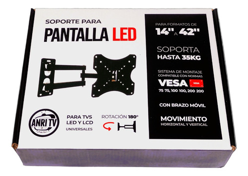 Soporte Lcd Led 14 A 42 Brazo Movil 35kg 200x200 Anri Tv