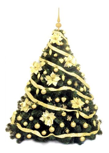 Árbol De Navidad Bariloche 1,80 Con Adornos Oro. Sheshu!!! Color Dorado