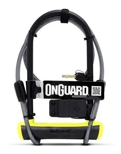 Candado Bicicleta + Guaya Onguard Neon 8154 U Lock Amarillo