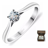 Anillo De Boda Compromiso Diamante Moissanita .3ct 18k Plata