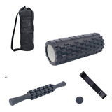 Kit Foam Roller Bastão Bola Lacrosse Mini Band Miofascial