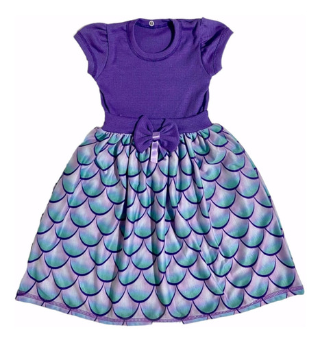 Vestido Infantil Escamas Sereia Baby Fundo Do Mar Fab1 