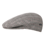 Lipodo Devron Plaid Flat Cap Hombre - Hecho En Italia, Gris