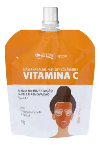 Máscara Facial Peel Off Colágeno E Vitamina C - Max Love 50g