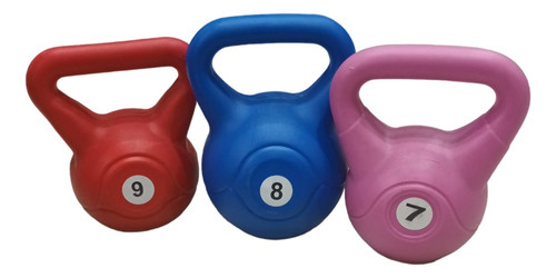 Kit Combo Pesas Rusas Kettlebel Pvc Combo 7-8-9kg Fitness