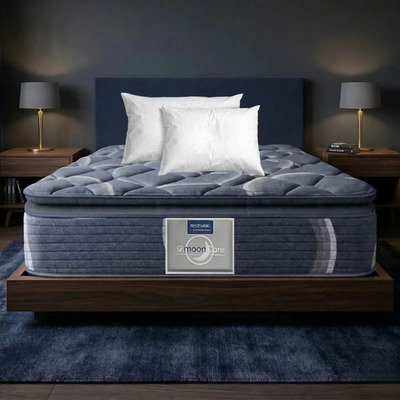 Colchon King Size Restonic Moon Care Ortopédico Antibacterial + 2 Almohadas Hipoalergenicas | Firmeza Media | 200x190x27 cm | | Meses sin interés