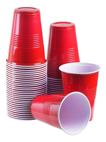 100 Vasos Plásticos Rojos 16 Oz / 500cc. Fiestas Y Cumpleaño