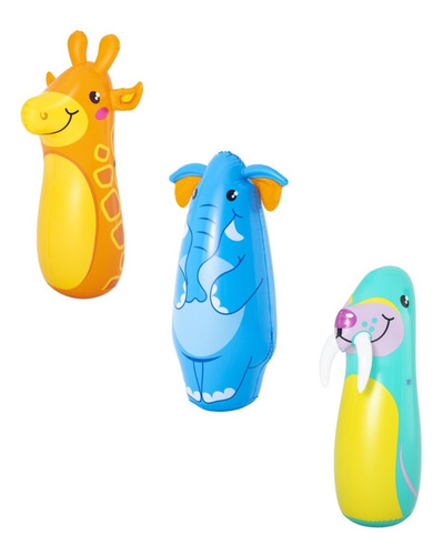 Costal De Box Inflable Punching Bag Infantil Animales 3 Pzs