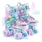 Patins Sereia 4 Rodas Infantil Ajustável Led