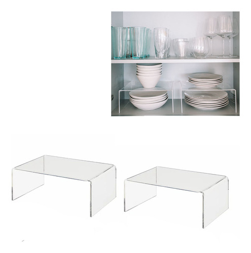 Organizador De Armário De Cozinha Kit Com 2 Organizadores Cor Cristal