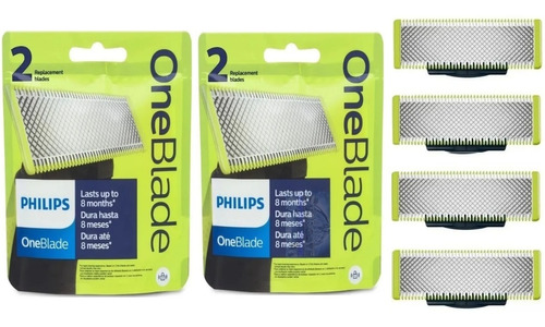 4 Lamina Oneblade Philips One Blade Refil Original Qp210 Sho