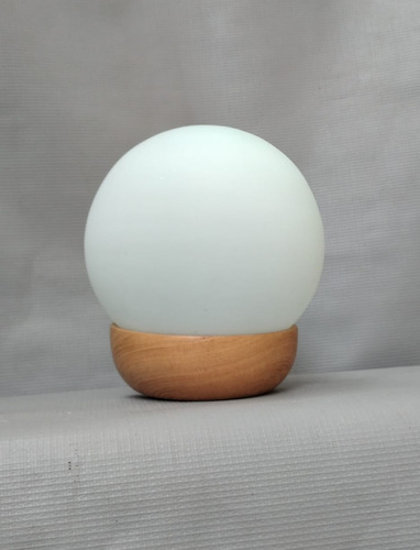 Lampara Velador Luna Madera Globo Esfera Tulipa Opal 15ø