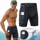 Calza Short Compresión Hombre Deportivo Licra Con Bolsillo