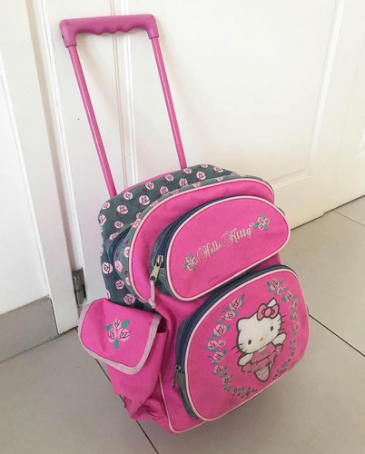 Mochila Hello Kitty Grande Con Ruedas Varios Compartimentos