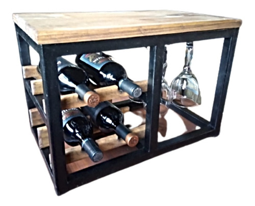 Bodega Vinoteca Cava Hierro Y Madera 4 Vinos 6 Copas