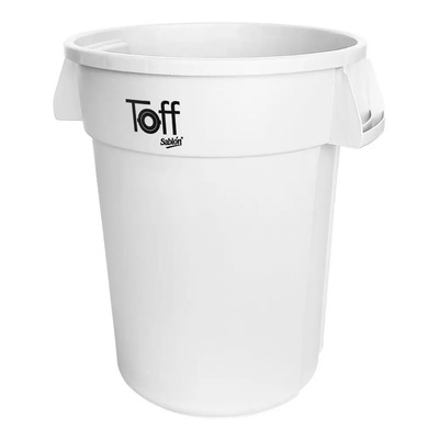 Bote De Basura Toff 121l Con Asas Color Blanco