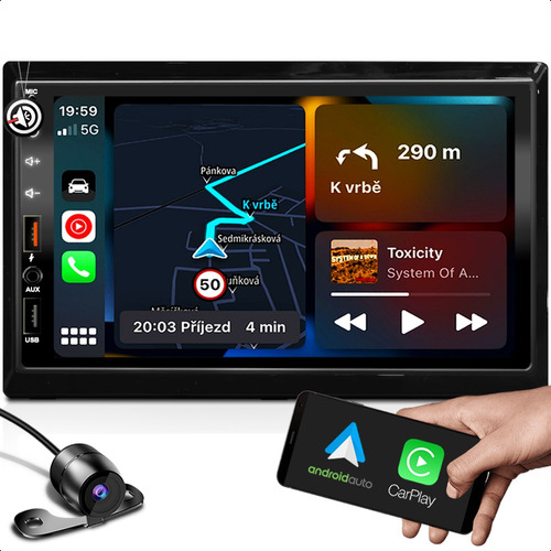 Multimidia Carplay Android Auto Carrega Smartphone Câmera Ré