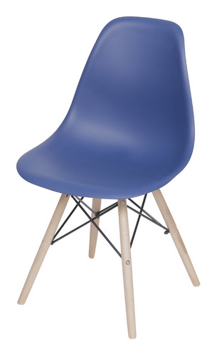 Cadeira De Jantar Boxbit Dkr Eames Base Madera, Estrutura De Cor  Azul-marinho, 1 Unidade