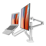 Soporte Para Monitor Y Portátil, 2 En 1 Ajustable Doble Bra