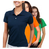 Kit 3 Polos Piquet Feminina 