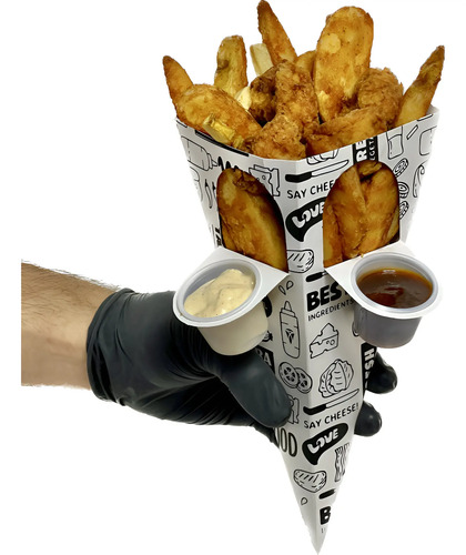 Cono Porta Dips Multiusos (crepas, Alitas, Papas) 1000 Pzas.