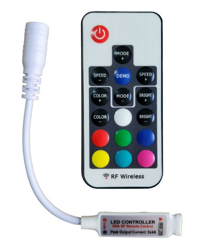 Controladora Con Control Remoto Rgb Rf Tira Led 5-24v