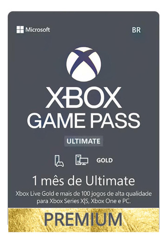 Xbox Game Pass Ultimate Assinatura 1 Mês Código 25 Dígitos