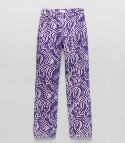 Pantalon Jean Zara Mujer Violeta Funky Indie Usado