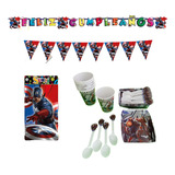 Kit Decoracion Completo Vasos+platos Capitan America 12niños