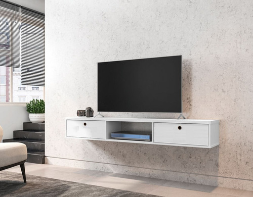 Mueble Para Tv Flotante Modelo 130  Con Puertas Blanco 