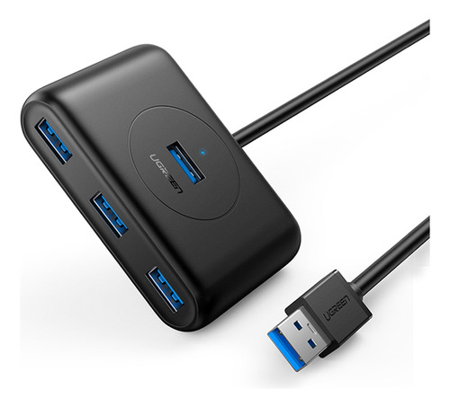 Ugreen Hub Usb 3.0  4 Em 1 Comp. Do Cabo 1 Metro Preto