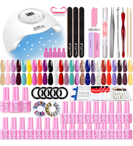 Kit De Esmalte De Gel De Unas De 25 Colores Con Secador De U