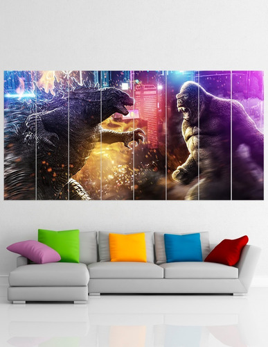 Cuadro Poliptico Godzilla Vs Kong Art Xxl 192x100cm