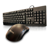 Kit Teclado E Mouse Super Silencioso Philips Abnt2 Cor Do Teclado Preto