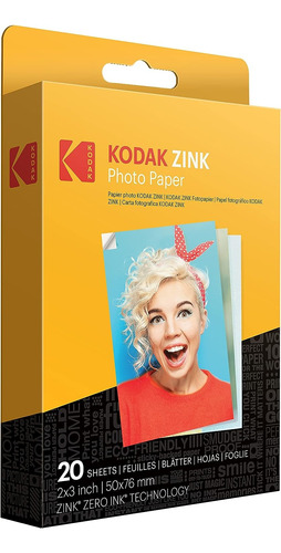 Papel Fotográfico Zink Premium Kodak 2x3 (pack 20 Hojas)
