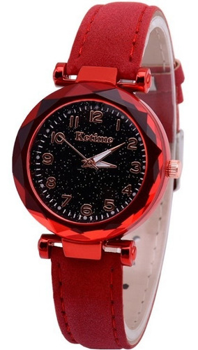 Reloj Dama Cielo Estrellado Pulso Cuero + Pulsera Estrella