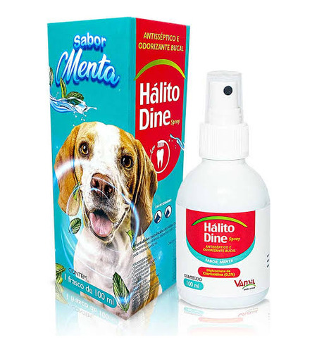 Hálito Dine Spray 100ml Antisséptico Cães E Gatos Bafo Mal