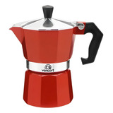 Cafetera Italiana Moka Espresso Aluminio 3 Tazas Roja